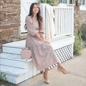 Beige and white floral dress